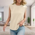 thumbnail image 5 of HBFAGFB Débardeurs pour Femmes Col Rond Simple Chandail Sans Manches T-Shirt Léger Beige Taille TG, 5 of 5