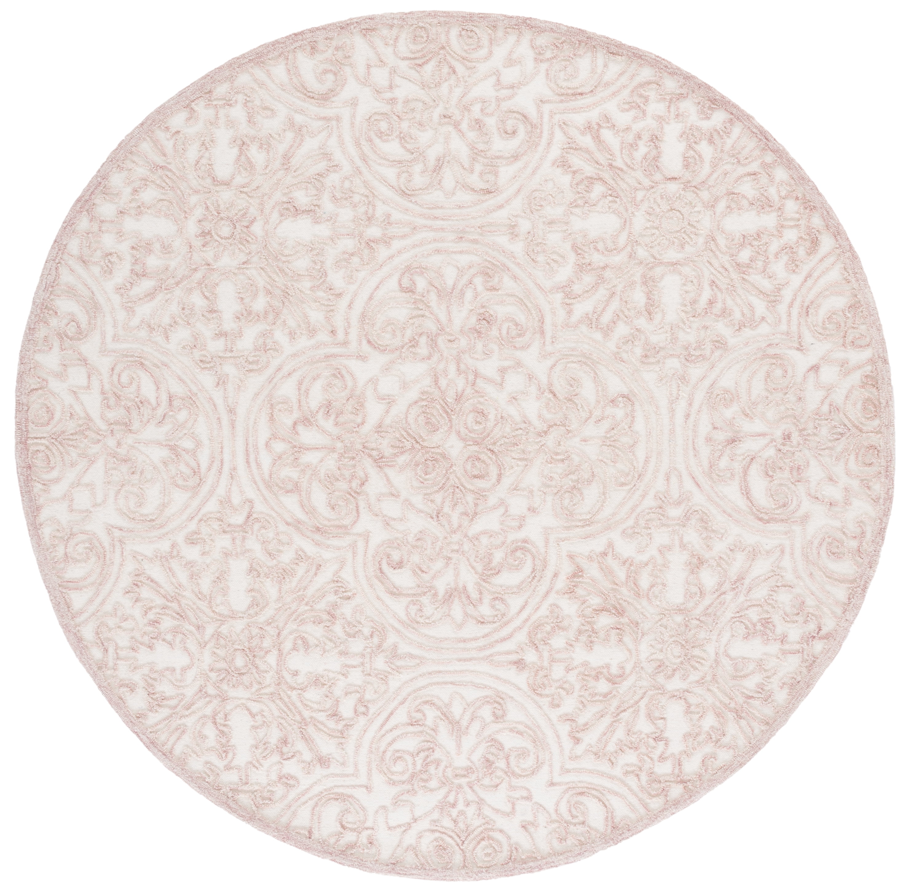 Safavieh Martha Stewart Trace Justina Floral Area Rug, Ivory/Pink, 8' x 8' Round