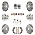 thumbnail image 1 of Transit Auto Front Rear Disc Brake Caliper Coated Rotors Drums Ceramic Pads Shoes Wheel Cylinders and Hardware Kit (11Pc) for Car 2009-2013 Toyota Corolla KCG-100384T, 1 of 11