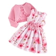 thumbnail image 2 of Tiijoy Girls Outfits Bow Floral Sleeveless Dress with Ruffle Cardigan Jacket, Sizes 2-8, 2 of 8
