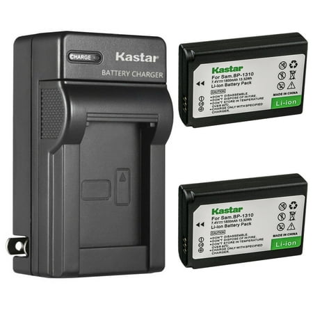 Kastar 2-Pack Battery and AC Wall Charger Replacement for Samsung BP1310 BP-1310 BP-1310EP ED-BP1310 EDBP1310 Battery Samsung BC1310 BC-1310 Charger Samsung NX5 NX10 NX11 NX20 NX100 Cameras