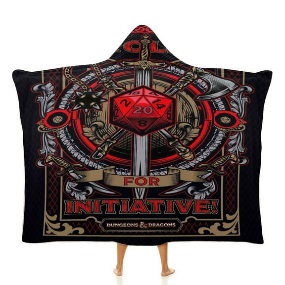 DND Dungeons And Dragons Hooded Blanket Soft Fleece Flannel Throw Wearable Blanket All Season for Bed Decorative 40"×50"