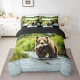 thumbnail image 2 of Homewish Safari Bear 7-Piece Bedding Comforter Set,Rustic Fish King Bedding Sets,Hunting And Fishing Bed Sheets For Boys Teens,Super Cozy Room Decor Reversible, 2 of 8