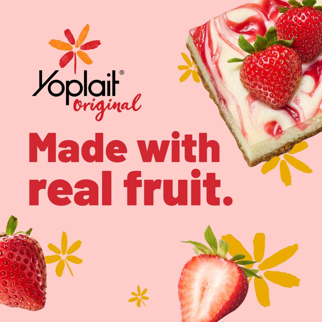 Yoplait Original Low Fat Strawberry Cheesecake Yogurt Cup, Made with Real Fruit, 6 oz