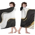 thumbnail image 4 of Black White Gold Marble Pattern Hooded Bath Towel，60"x35" for Ages 3 To 12 Kids, Quick Dry Lightweight Soft Microfiber Hood Beach Towel Cover Up for Kids, 4 of 7