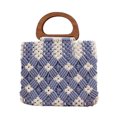thumbnail image 1 of Bolso de mano para mujer, bolso bohemio de playa a cuadros hueco tejido, bolso de mano Irfora Morado, 1 of 6