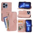 thumbnail image 1 of For Iphone 15 Pro Max Oil Skin Zipper Wallet Leather Phone Case(Pink),iPhone 16, 1 of 6