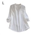 thumbnail image 1 of Camisa de mujer Manga larga Primavera Otoño Blusa Cuello en V Chica Top suelto, Blanco, L AweSitey AP000936-08, 1 of 7