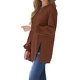 thumbnail image 4 of Fashnice Hauts pour Femmes Chandail en Molleton Col Rond Manches Longues Chandail Doux Automne Chandails en Molleton Marron Clair m, 4 of 6