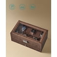 thumbnail image 4 of SONGMICS Watch Box, Watch Case with Glass Lid, 2-Tier Watch Display Case for 12 Watches, Lockable, 1 Drawer, for Rings, Bracelets, Gift Idea, Brown Synthetic Leather, Brown Lining JWB012K01, 4 of 9