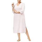 Miss Elaine-Brushed Waffle-Knit Nightgown-Plus-1X-Pink