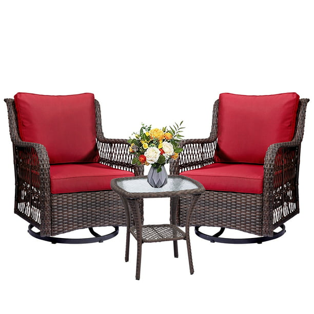 Soonbuy 3 Piece Patio Bistro Furniture Sets Clearance, Outdoor Wicker