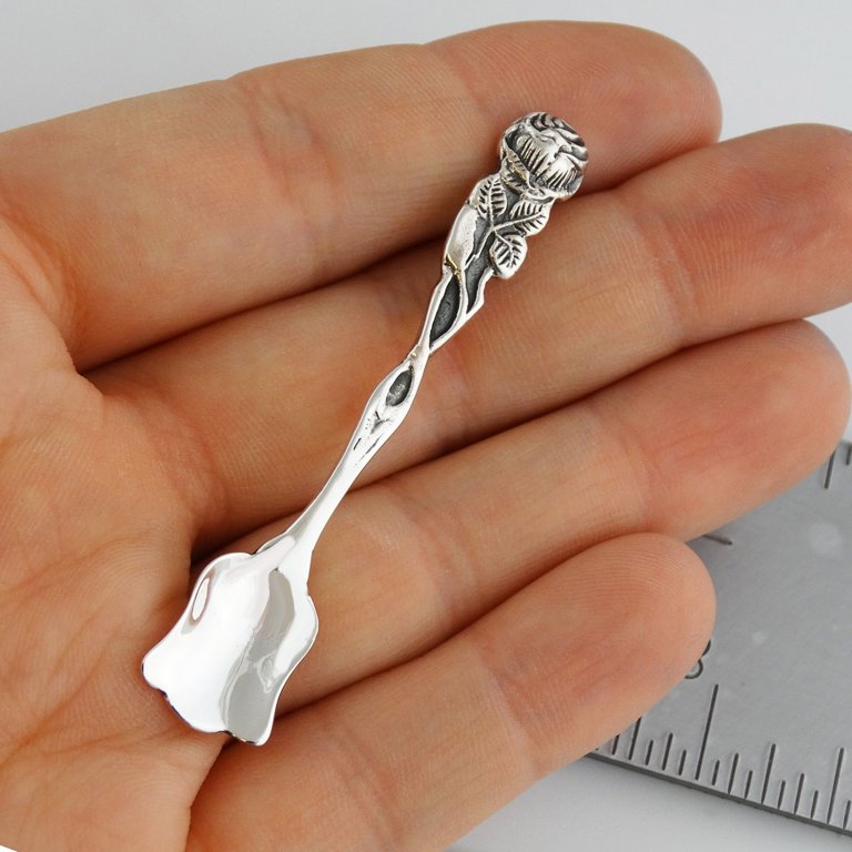 Sterling Silver Fleur de Lis 2.5 Salt Spoon or Mustard Spoon w/Scal Sterling Silver Fleur de Lis 2.5 Salt Spoon or Mustard Spoon w/Scal