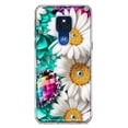 thumbnail image 1 of MUNDAZE Motorola Moto G Play 2021 Colorful Crystal White Daisies Rainbow Gems Teal Double Layer Phone Case Cover, 1 of 5