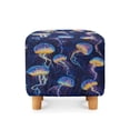 thumbnail image 2 of SCRAWLGOD Jellyfish Print Navy Blue Ottoman Cover Square Footrest Sofa Slipcovers Soft Stretch Stool Cover with Elastic Band Footstool Protector Covers for Living Room, 2 of 7
