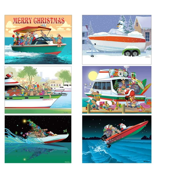 Boat Christmas Card Variety Pack - 24 cards & envelopes