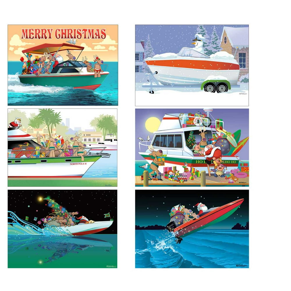 Boat Christmas Card Variety Pack 24 cards & envelopes