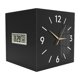 thumbnail image 1 of Reloj de pared de doble cara con pantalla digital (fecha, día de la semana, temperatura). Fabricado en metal resistente. Negro, 1 of 9