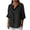Black, variant on VEKDONE 3/4 Length Sleeve Stripe Tops for Women Summer Button Down V-Neck Tunic Tops Casual Loose Fit Lightweight Blouse Fashion Clothes White L