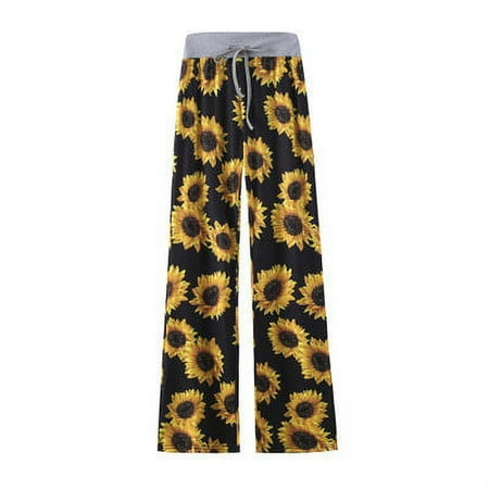 

Dadaria Wide Leg Pants for Women Plus Size Dressy Prints Straight Elastic Pants Loose Bandage Trousers Wide Leg Pants Yellow XXL Female