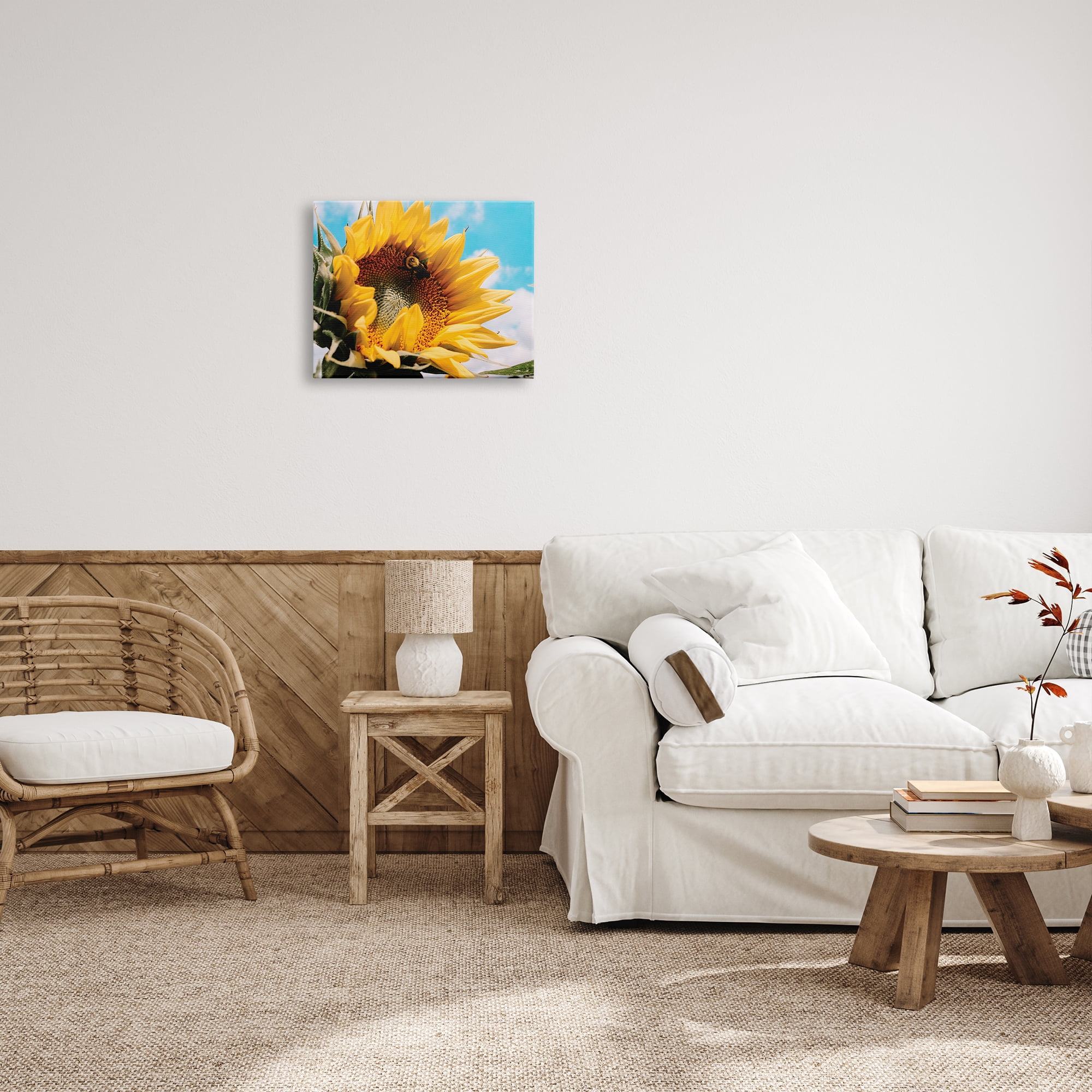 Stupell Industries Summer Sunflower Blossom Pollinating Honey Bee Photography Photograph Gallery Wrapped Canvas Print Wall Art, Design by Hey Bre! Creative Studio