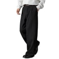 thumbnail image 4 of Dpytoraw Men's Striped Dress Pants High Drape Casual Business Trousers Black L, 4 of 7