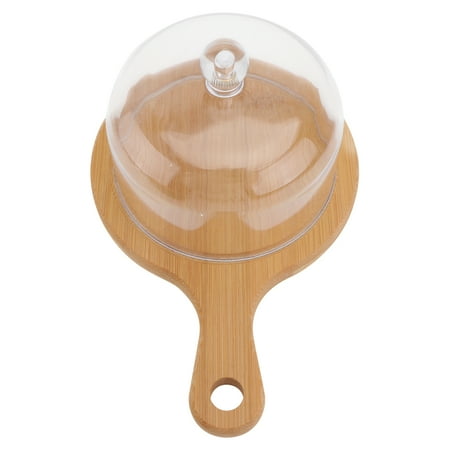 

1 Set Wood Cake Stand with Clear Lid Food Snacks Desserts Serving Tray Dish