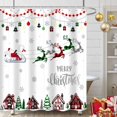 thumbnail image 4 of Merry Christmas Shower Curtain, Santa Claus Sleigh Reindeer Winter Snowflake Holiday Red and Green Check Plaid Shower Curtains Decor for Bathroom Set, Waterproof Set with 12 Hooks, 72x72 inches, 4 of 6