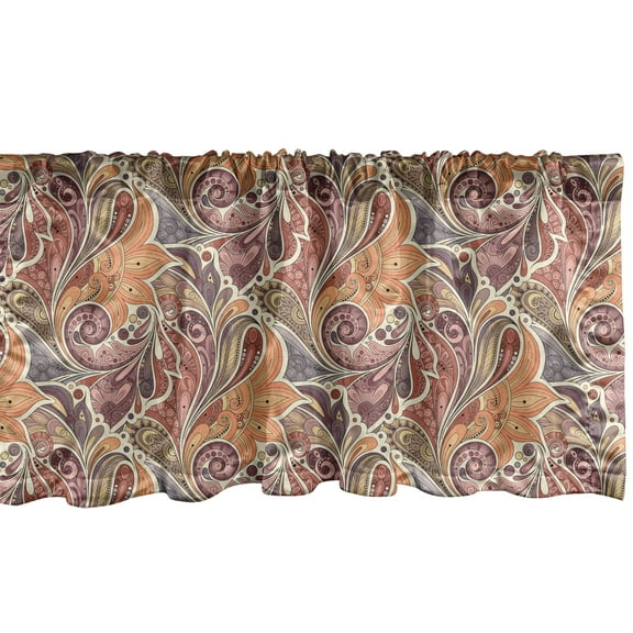 Ambesonne Floral Window Valance, Paisley Leaf Pattern, 54" X 18", Multicolor