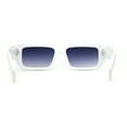 thumbnail image 4 of Narrow Rectangle Mod Square Geometric Diamond Cut Arm Sunglasses White Navy, 4 of 4
