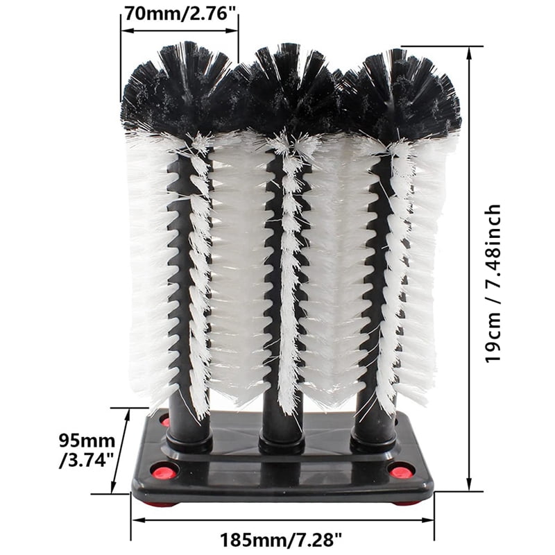 6 Long Brush Bar Glass Washer with Suction Base, Commercial Brush Cleaner Bristle Brush for Kitchen Bar Beer Cup