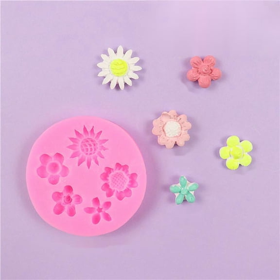1pc Grade Silicone Molds Fondant Molds For Cake Decoration Chocolate Mold Flower Pink 64.5x8.5mm