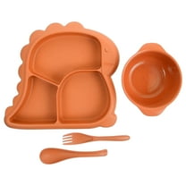 Niceauty 1 Set Toddler Dinosaur Divided Plate Orange PP Odor Prevention for Kindergarten Use