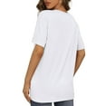 thumbnail image 3 of TEMOFON Women Summer Tops Fashion V Neck Tshirts Plus Size Casual Loose Blouses Trendy Solid White Tee Short Sleeve Shirt for Woman Size 2XL, 3 of 5