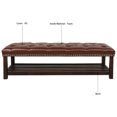 thumbnail image 3 of GZXS 60" Upholstered PU Leather Bench with Padded Seat and Storage Shelf, Nailhead Trim, Solid Wood Legs, Weight Capacity 220 lbs, Bedroom or Hallway Footstool (Dark Brown), 3 of 7