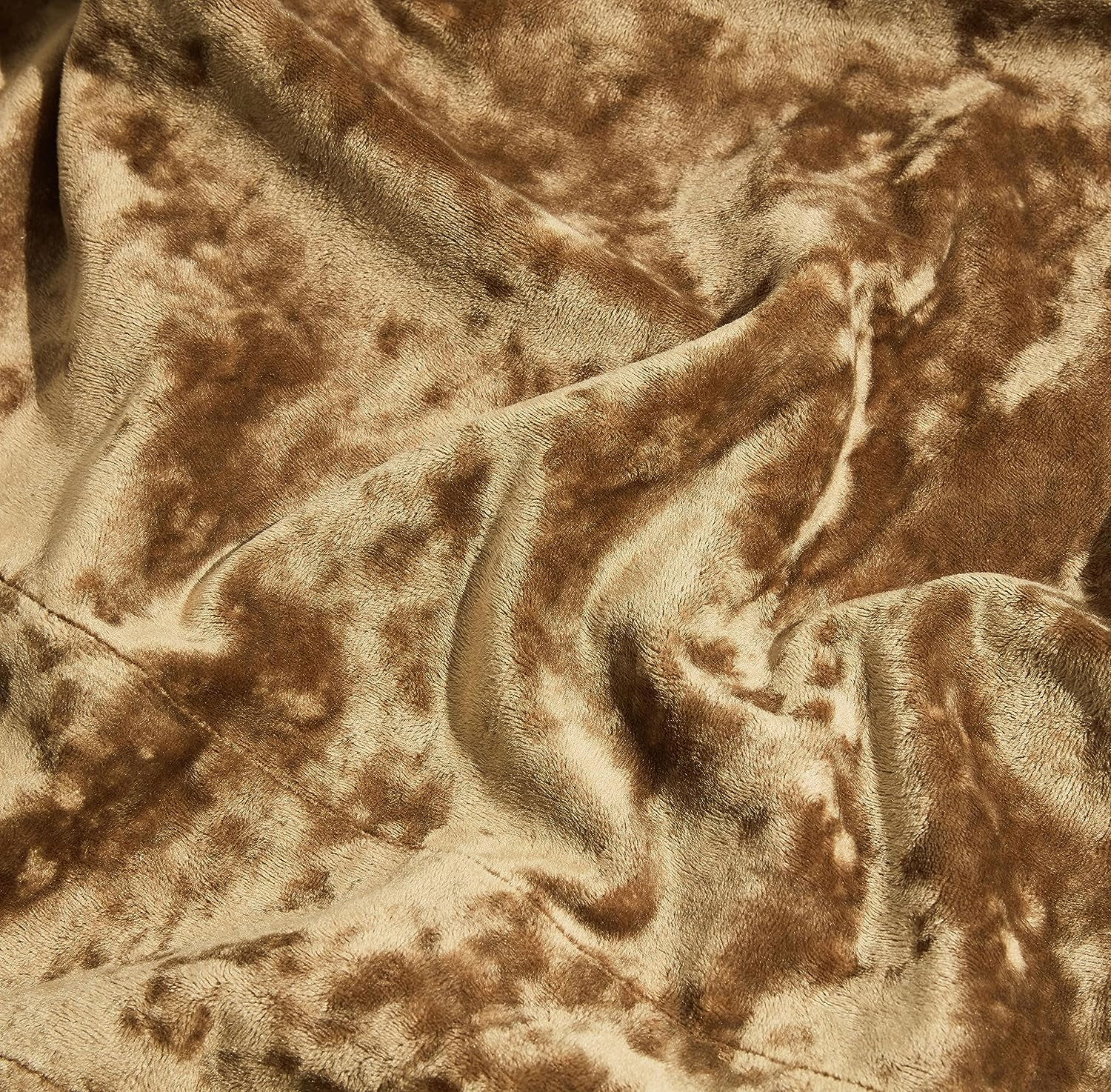 Chezmoi Collection Lux Caramel Gold Crushed Velvet Curtains 2 Panel Set, Room Darkening Luxury Distressed Velvet Rod Pocket Window Drapes for Living Room Bedroom 50" W x 84" L