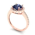 thumbnail image 2 of 1.8 ct Round Cut Simulated Blue Sapphire Solitaire with Accents Engagement Ring for Women in 18K Rose Gold, 2 of 5