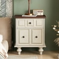 thumbnail image 5 of 20.47 Inch Vintage Nightstand with Two Drawers and Solid Wood Roman Column Legs, MDF Bedside Table for Bedroom or Living Room in Antique White, 5 of 9