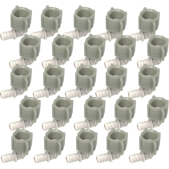 SEAFLO Plastic PEX Pipe Coupling 90 Degree Fitting Swivel Adapter 1/2"-14 FNPT x 1/2" Barb Elbow Fitting – Compatible with PEX or PE-RT Pipe, Corrosion Resistant (25-Pack)