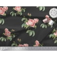 thumbnail image 3 of Soimoi Black Cotton Duck Fabric Leaves & Rose Floral Printed Craft Fabric by the Yard 56 Inch Wide, 3 of 3