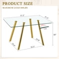 thumbnail image 3 of Oufan 51" Dining Table, Modern Rectangular Kitchen Table with Tempered Glass & 4 Sturdy Metal Legs, Kitchen Table for Dining Room, 3 of 10