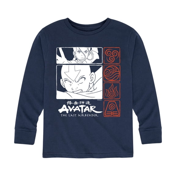 Avatar - The Last Airbender - Katara and Aang Grid Boys' Long Sleeve Graphic T-Shirt