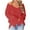 Red, variant on GigrtiJin Women V-Neck off Shoulder Sweater Long Sleeves Solid Color Casual Loose Comfy Knit Sweaters Tops