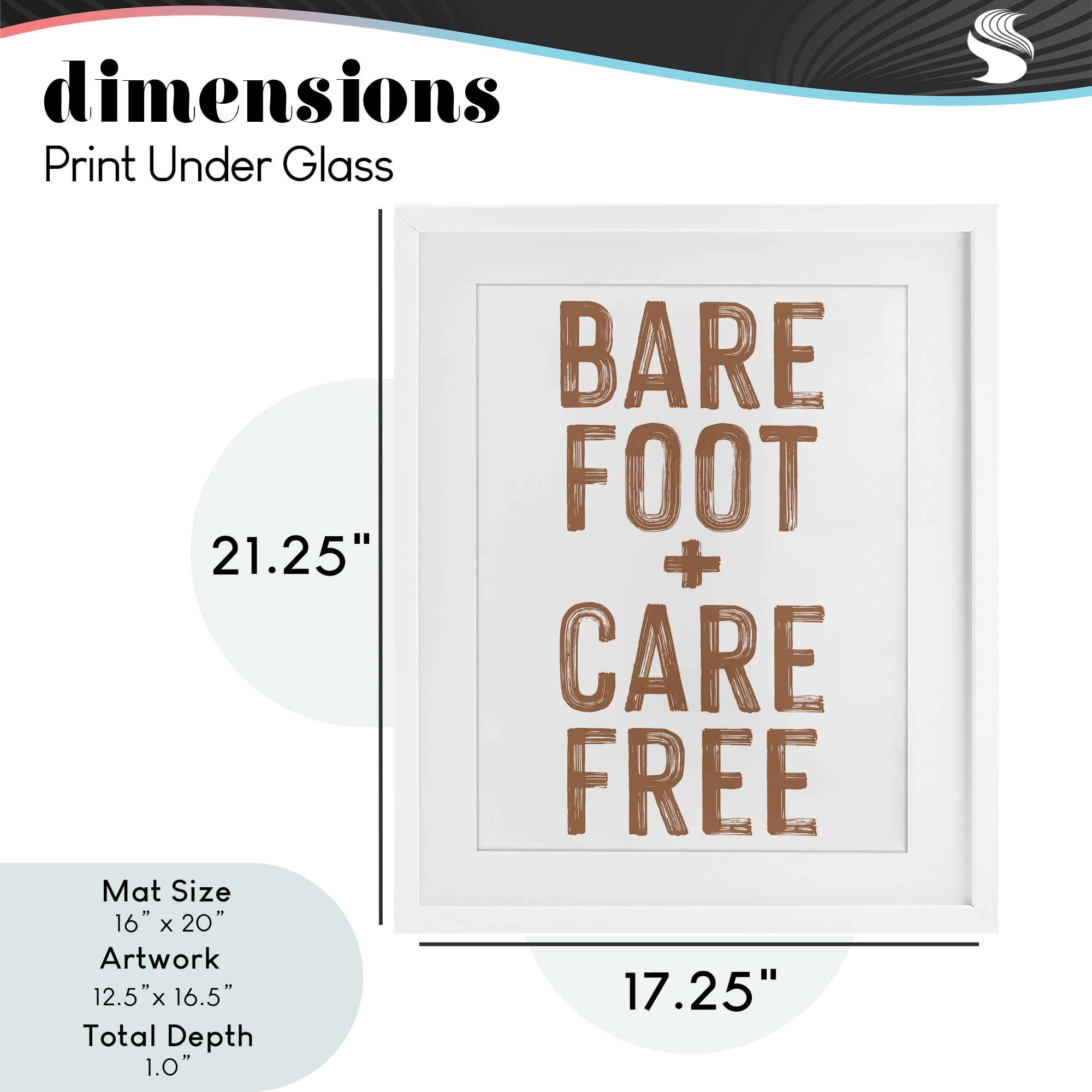Barefoot Carefree Summer Sentiment White Framed Print Under Glass, design by Lettered and Lined
