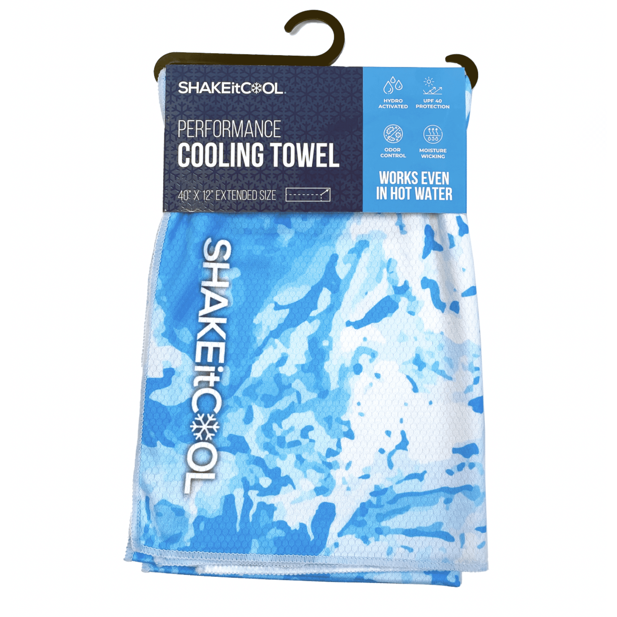 ShakeitCool UPF 40 Sun Protection, Extended Cooling Towel, Yoga, 40x12in