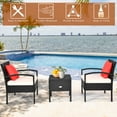 thumbnail image 5 of Costway 3PC Outdoor Patio Rattan Furniture Set Storage Coffee Table Cushioned Sofa White, 5 of 11