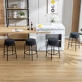 thumbnail image 3 of Zesthouse Swivel Counter Stools Set of 4, 26.7" Modern Boucle Counter Height Bar Stools with Metal Legs, Backless Round Barstools for Kitchen Island, Black, 3 of 11