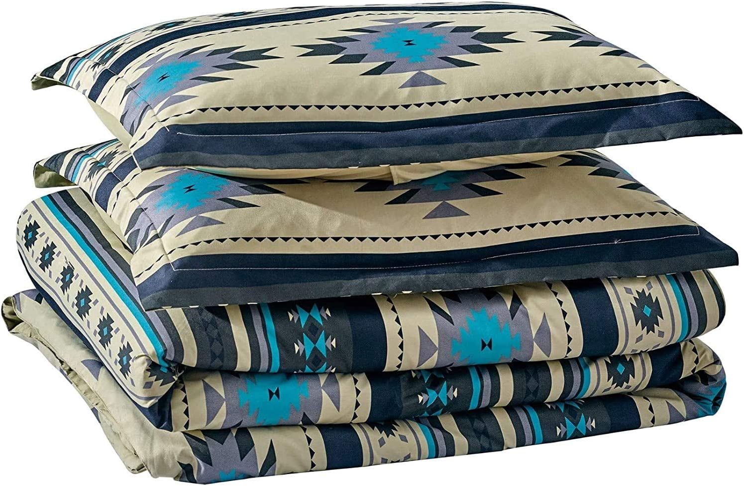 Chezmoi Collection Prescott 2-Piece Southwestern Multi-Color Teal Comforter Set, Twin