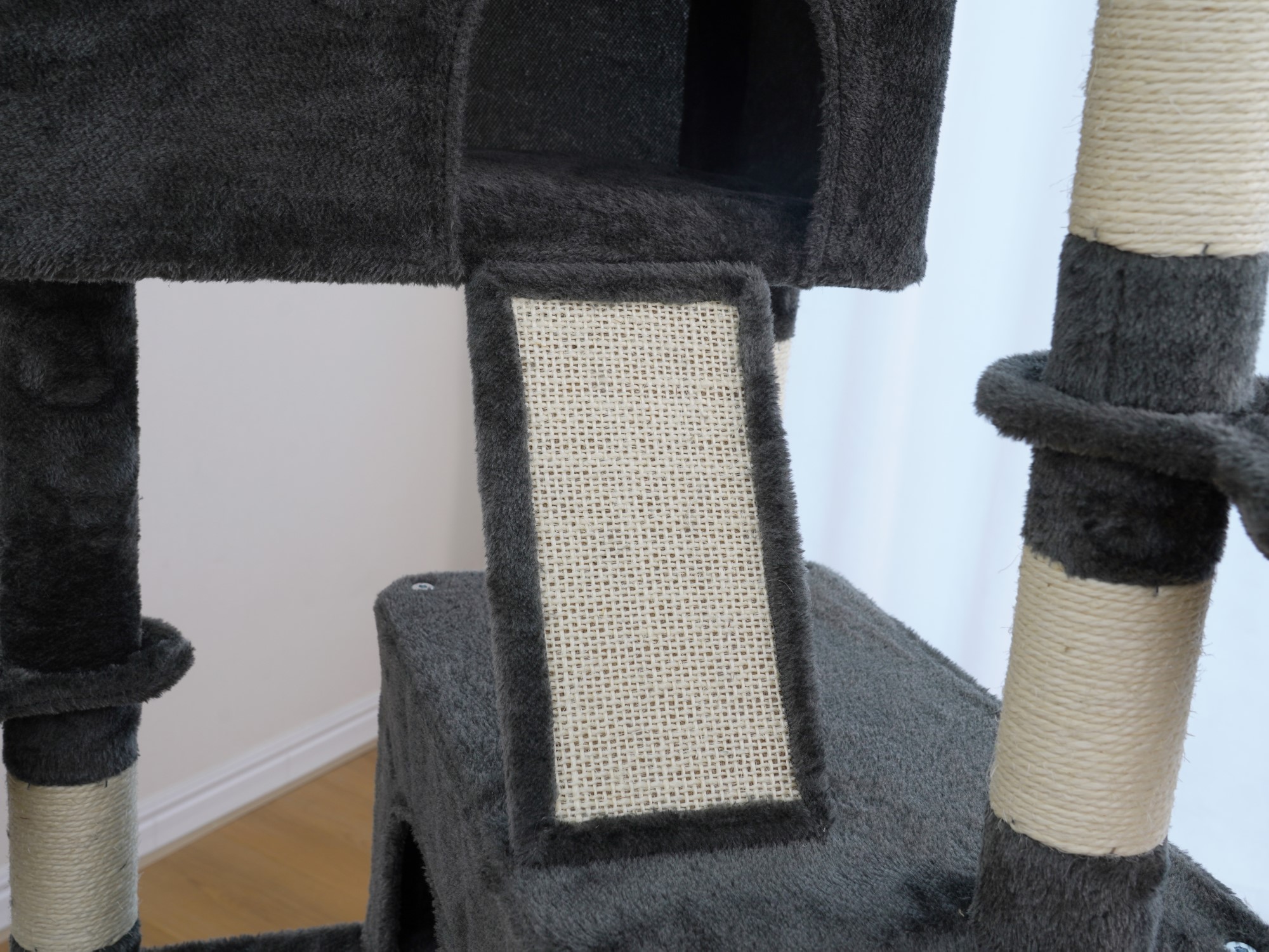 Vibrant Life Heavy Duty 8-Level 66" Cat Tree with Two Condos, Scratching Ramps, and Hammocks, Dark Gray