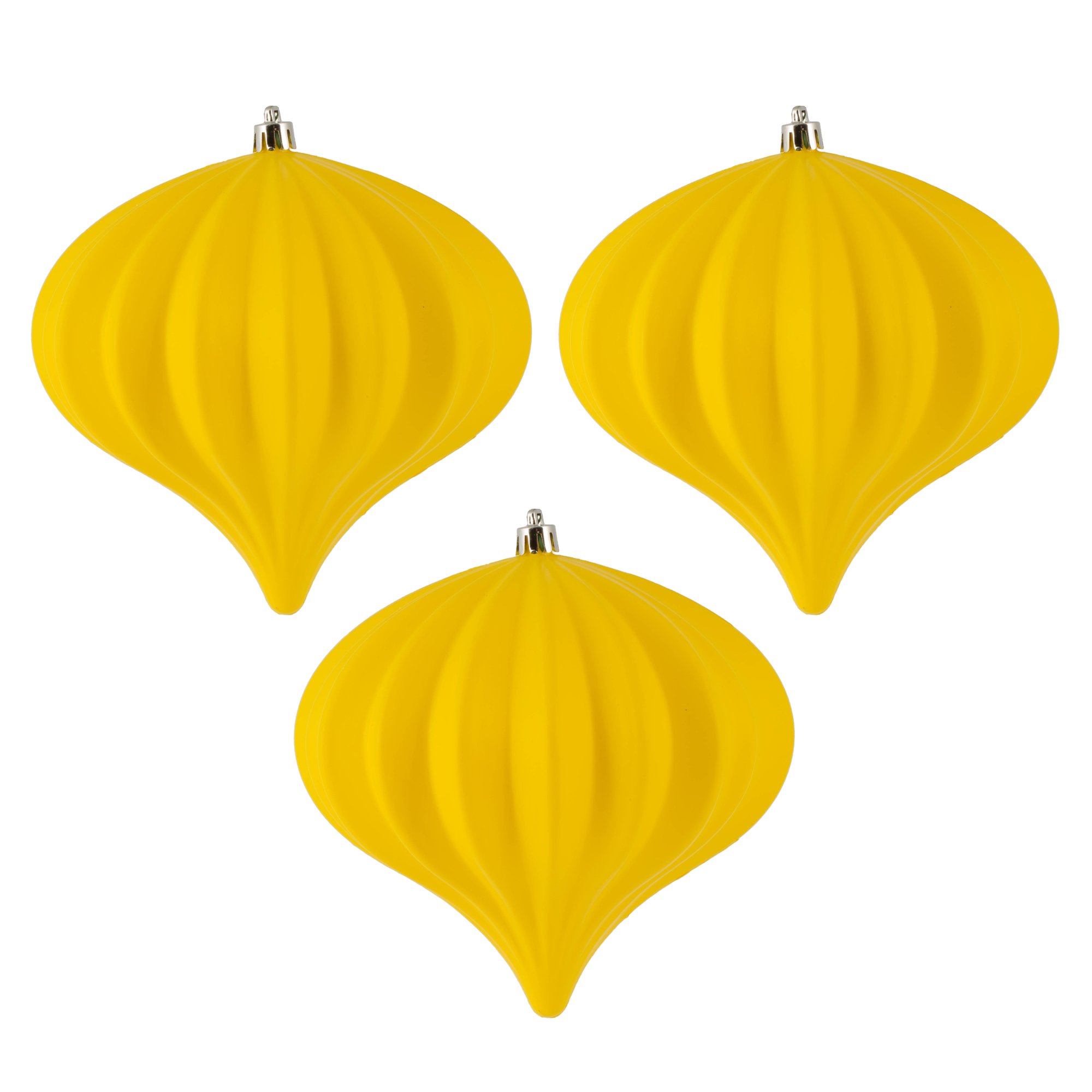 Vickerman 5.7" x 5.5" Yellow Matte Onion Christmas Ornament, UV treated, Set of 3